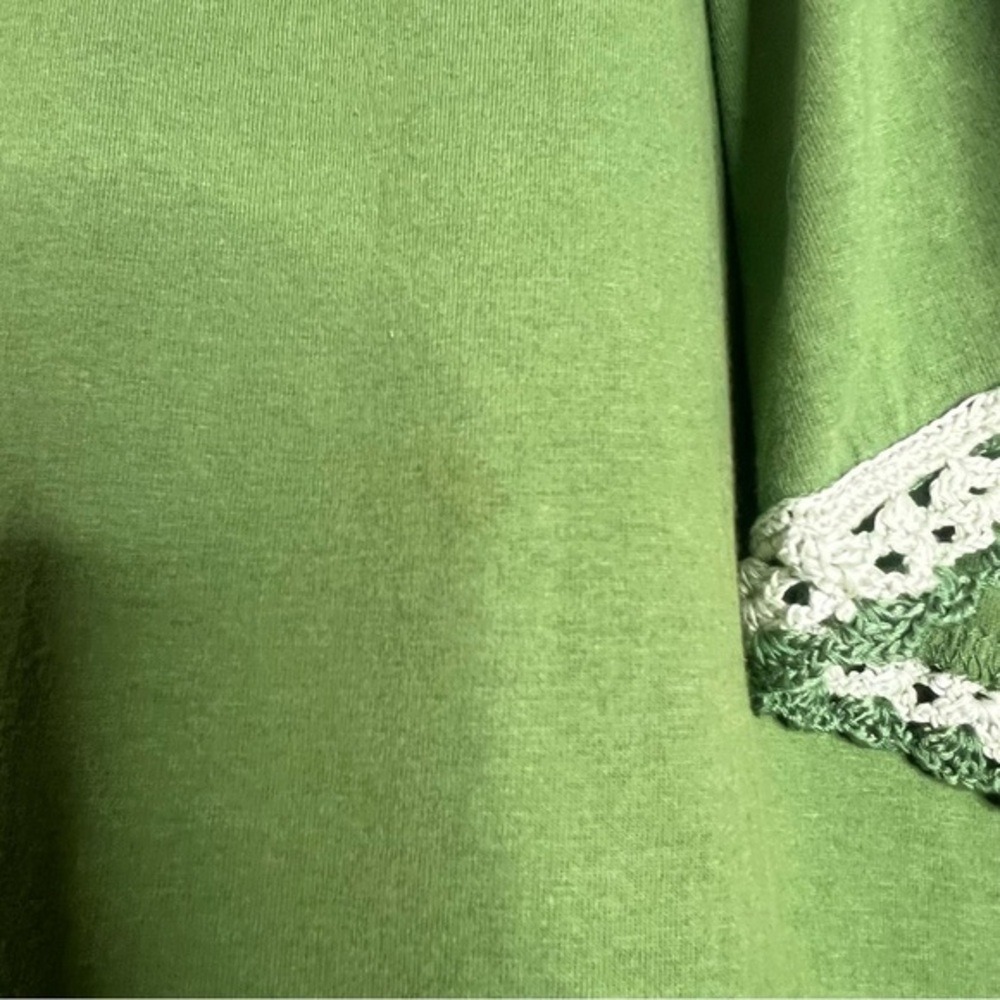Veranesi Women's 4X Shirt Top Green‎ crochet trims and beaded tassel - Picture 10 of 13